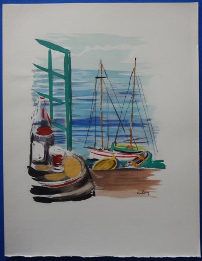 Moise KISLING - le port de Cannes - Lithographie originale signée 2