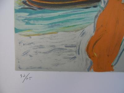 Jean FUSARO - Vue du port - Lithographie originale signée 2
