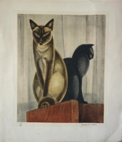Jacques NAM : Les chats Siamois - Gravure originale signée 1935 2