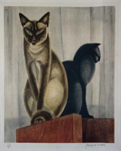 Jacques NAM : Les chats Siamois - Gravure originale signée 1935 2