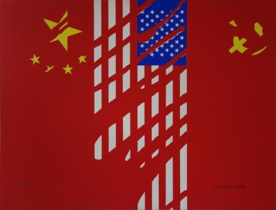 Gérard FROMANGER : Drapeau Etats-Unis Soviétiques - Sérigraphie originale Signée, 1970 2