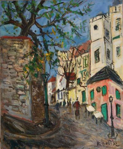 Roland DUBUC : Le vieux Montmartre, Rue des Saules - Huile sur toile Signée 2