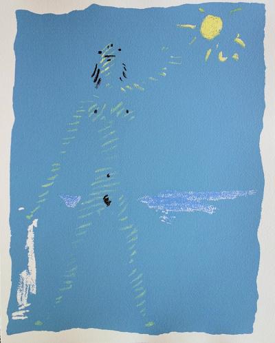 Jean COCTEAU : Femme nue à la plage - Lithographie originale signée 2