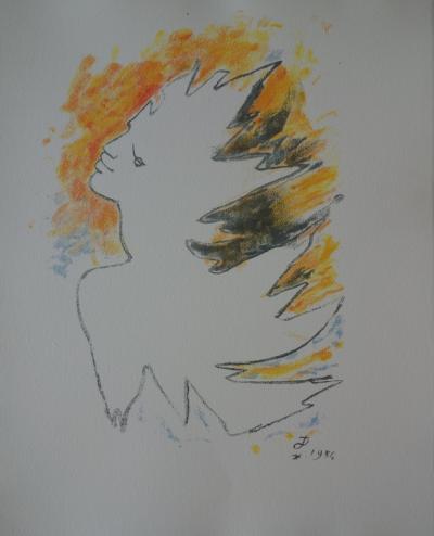 Jean COCTEAU : Homme flamboyant - Lithographie originale