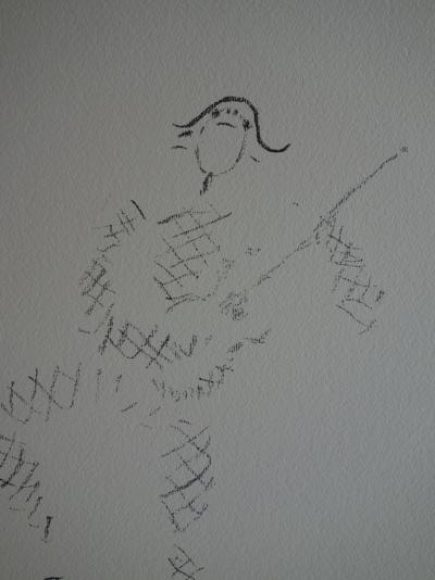 Jean COCTEAU - Musique : Arlequin à la guitare, lithographie originale signée 2