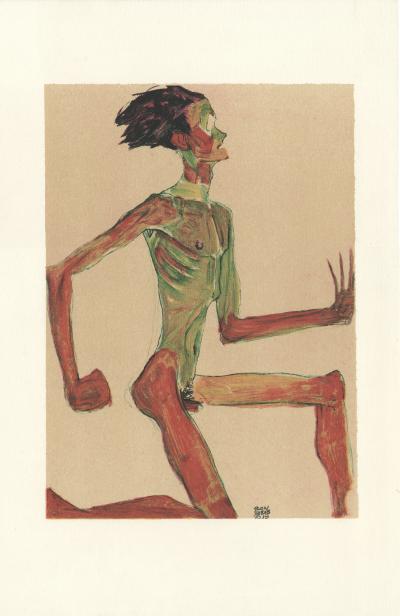 Egon SCHIELE (d’après) - Mâle nu à genoux , 1913 - Lithographie 2