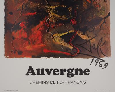 Salvador DALI - Auvergne, original lithograph, signed, SNCF 2