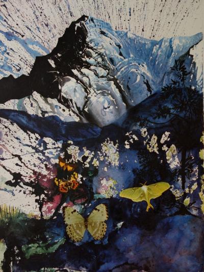 Salvador DALI : Alpes - Lithographie originale signée SNCF, Suite Papillon 2