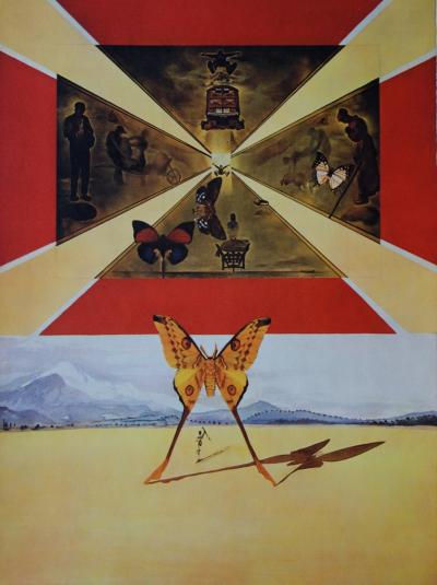 Salvador Dalí: Roussillon - Original lithograph signed SNCF, Butterfly Suite 2