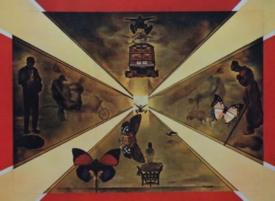 Salvador Dalí: Roussillon - Original lithograph signed SNCF, Butterfly Suite 2