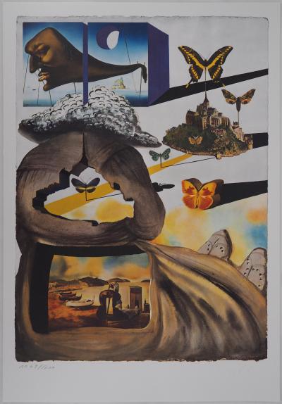 Salvador Dalí: Normandy - Original lithograph signed SNCF, Butterfly Suite 2