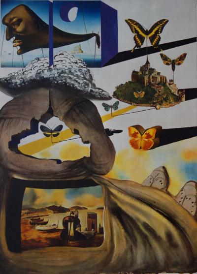 Salvador Dalí: Normandy - Original lithograph signed SNCF, Butterfly Suite 2