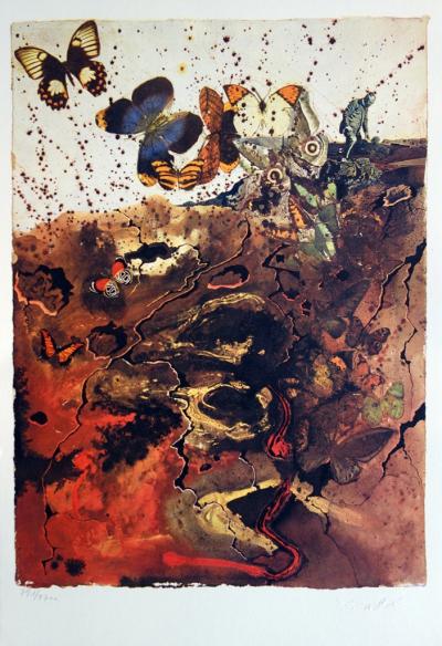 Salvador DALI : Auvergne - Lithographie originale signée SNCF, Suite Papillon 2