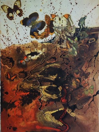 Salvador DALI : Auvergne - Lithographie originale signée SNCF, Suite Papillon 2