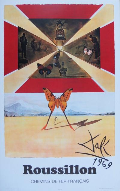 Salvador DALI (1904--1989) : Roussillon - LITHOGRAPHIE ORIGINALE SIGNEE SNCF - Grand Modèle 2