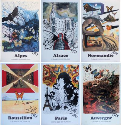 Salvador DALI, Butterfly series, SNCF - 6 signed lithographs (big size models) 2