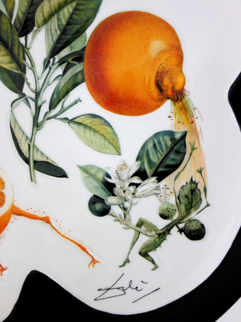 Salvador DALI Pamplemousse érotique Plat en Porcelaine signé Art