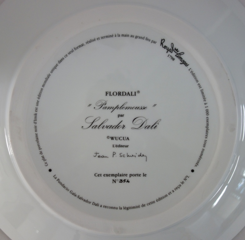 Salvador DALI Pamplemousse érotique Plat en Porcelaine signé Art