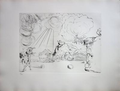Salvador DALI : Plage à Cadaques - Pointe sèche originale 2