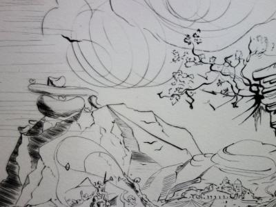 Salvador DALI : Plage à Cadaques - Pointe sèche originale 2