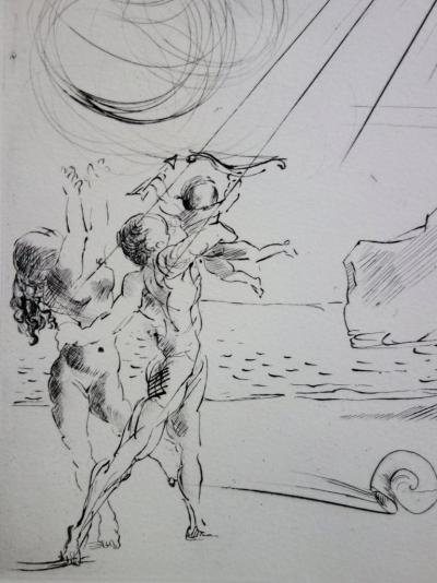 Salvador DALI : Plage à Cadaques - Pointe sèche originale 2