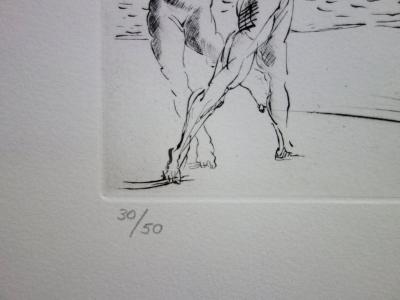 Salvador DALI : Plage à Cadaques - Pointe sèche originale 2