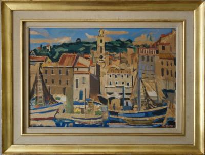 François Desnoyer : Le port de Sète, Lithographie originale signée et encadrée 2