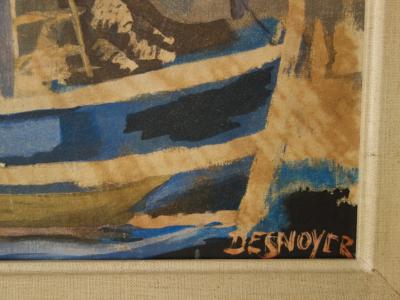 François Desnoyer : Le port de Sète, Lithographie originale signée et encadrée 2
