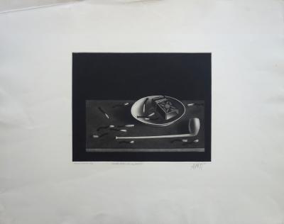 Mario AVATI : Nature morte aux allumettes, Gravure originale signée 2