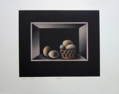 Mario AVATI : Nature morte aux œufs, Gravure originale signée 2