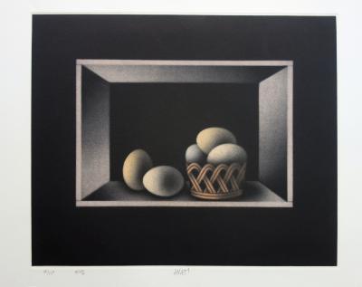 Mario AVATI : Nature morte aux œufs, Gravure originale signée 2