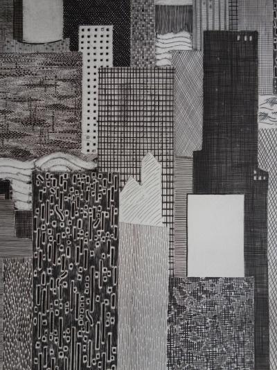 Roger VIEILLARD : Formes verticales, Gravure originale signée 2