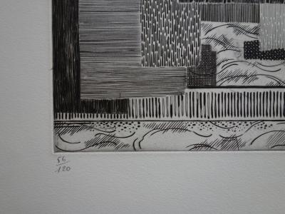 Roger VIEILLARD : Formes verticales, Gravure originale signée 2