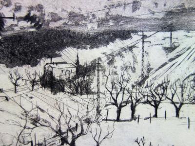 Jacques HALLEZ : La maison forestière, Gravure originale signée 2