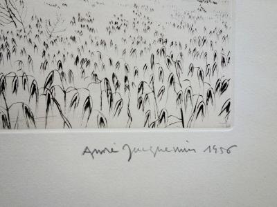 André JACQUEMIN : Pâturages en Lorraine - Gravure originale signée 2