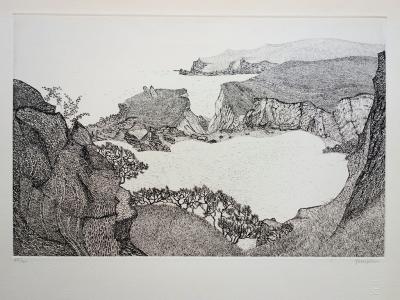 Jacques HOUPLAIN : Calanques à Cassis - Gravure originale signée et  numérotée 2