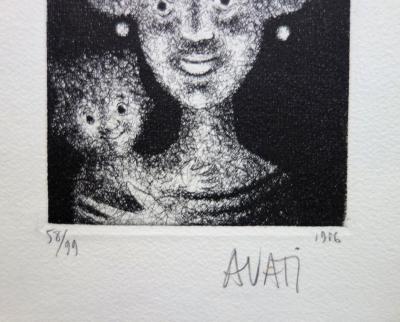 Mario AVATI - Femme au chat, eau-forte originale signée 2