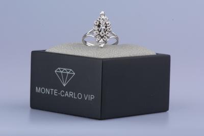 Bague marquise en or blanc 18 ct et sertie de 14 diamants 2