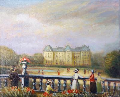 Michel Pabois - Jardin du Luxembourg - Huile sur toile original signée 2