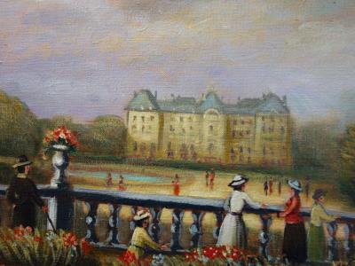 Michel Pabois - Jardin du Luxembourg - Huile sur toile original signée 2