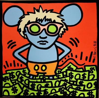 Keith HARING (d’après) : Andy Mouse with Dollars - lithographie signée 2