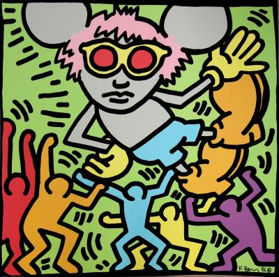 Keith HARING (d’après) : Andy Mouse with People - lithographie signée 2