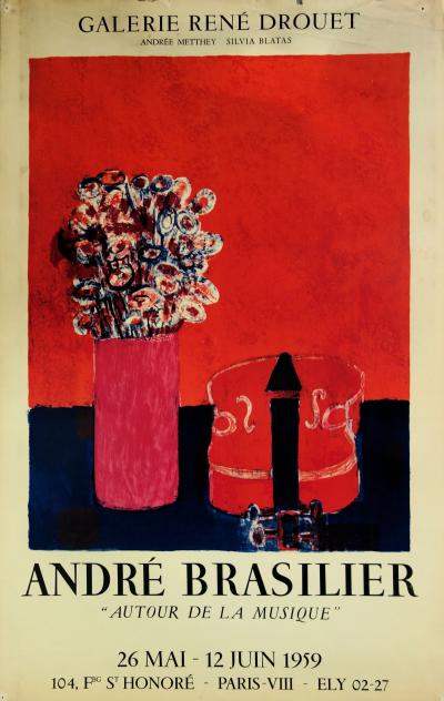 André BRASILIER : Une jeune femme au bouquet de fleurs et Nature morte - lithographie 2