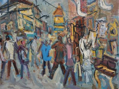 Roland DUBUC - La Brocante à Paris - Huile sur toile Signée 2