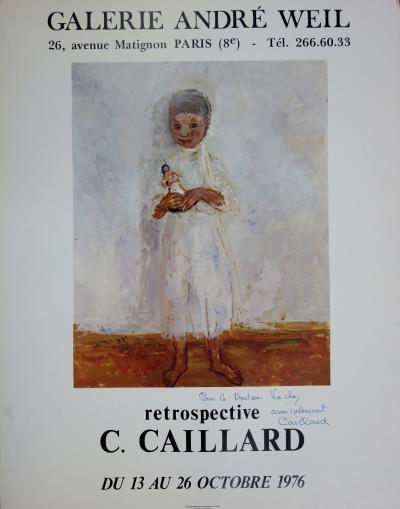 Christian CAILLARD - Une jeune fille, affiche dédicacée de la main du peintre 2