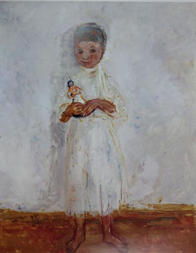 Christian CAILLARD - Une jeune fille, affiche dédicacée de la main du peintre 2