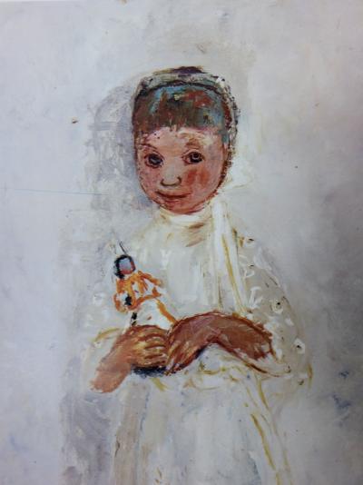 Christian CAILLARD - Une jeune fille, affiche dédicacée de la main du peintre 2