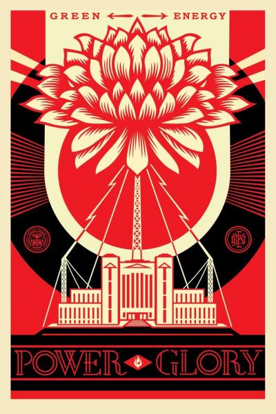 Obey Giant dit, Shepard Fairey (USA, 1970) - green energy 2017 - signé et daté 2