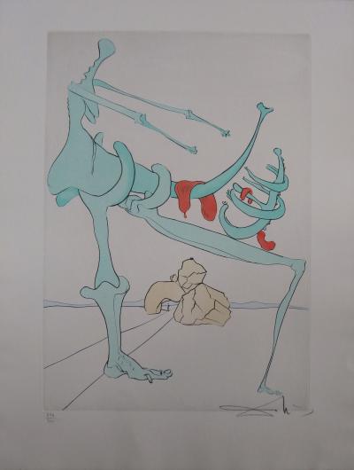 Salvador DALI : Silhouette en vert (Maternité) - Gravure originale signée 2