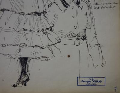 Georges CONRAD : Etude d’une femme mondaine et d’un soldat russe, Dessin original, signé 2